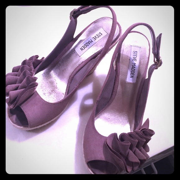 Steve Madden brown suede slingback wedges