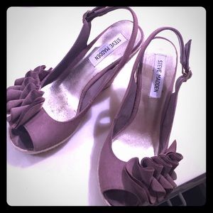 Steve Madden brown suede slingback wedges