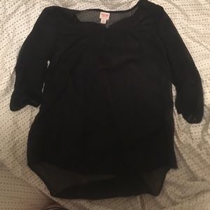 Black, sheer high low shirt