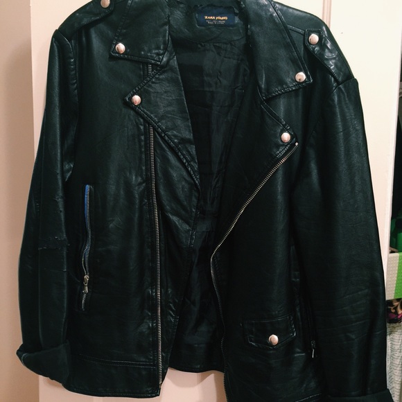 GREAT vintage black leather jacket size L