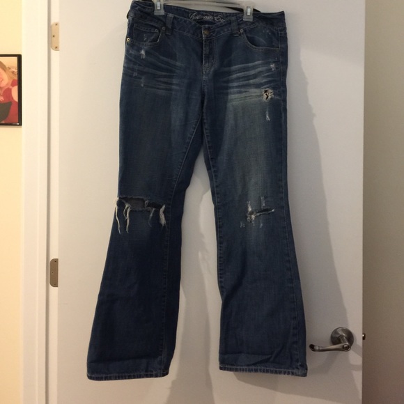 Distressed Bootcut Jeans
