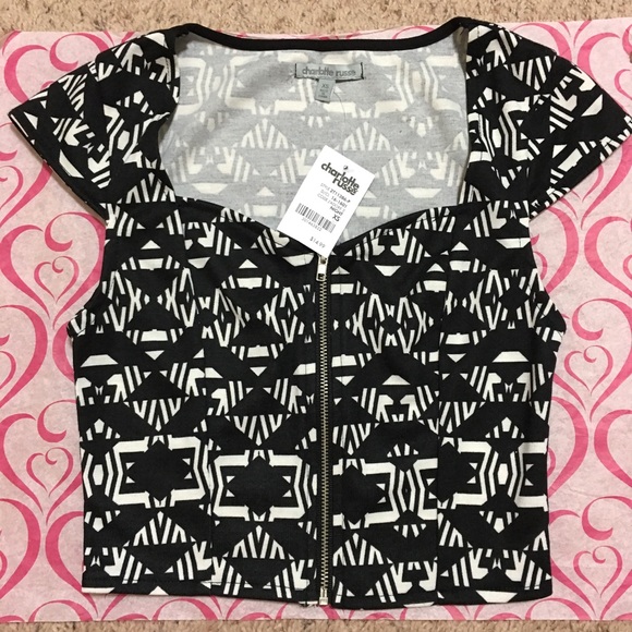 Charlotte Russe Geo Printed Crop Top