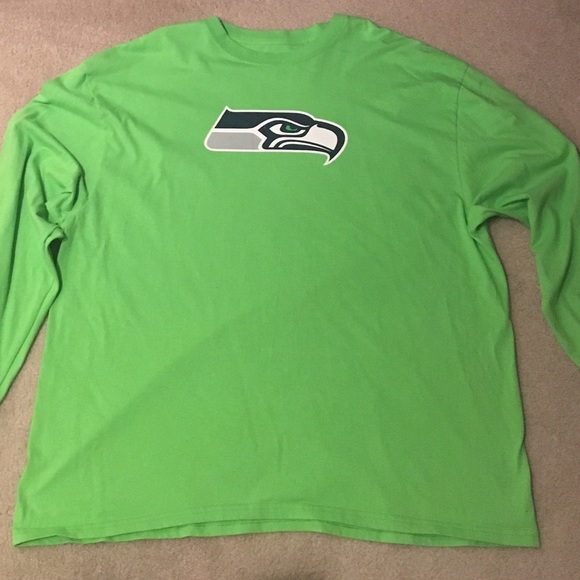 Neon green Seahawks Long Sleeve Wilson jersey tee