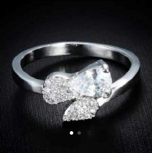 Beautiful18K white gold filed bridal ring size7