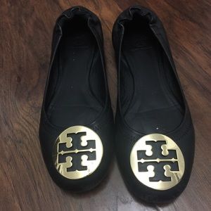 Tory Burch black & gold reva flat