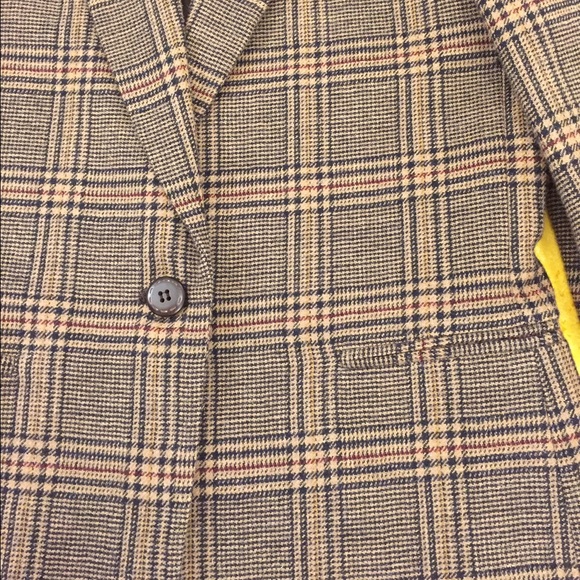 Appleseed wool plaid jean blazer tan, black & red. - Picture 3 of 6