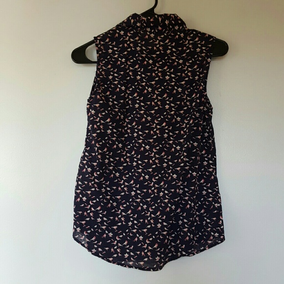 Navy Blue button down tank top - Picture 2 of 4