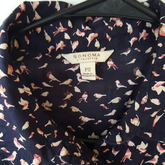 Navy Blue button down tank top - Picture 4 of 4