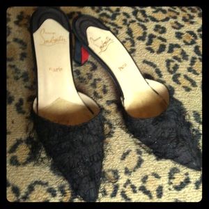 Christian Louboutin Black Satin Mules 37