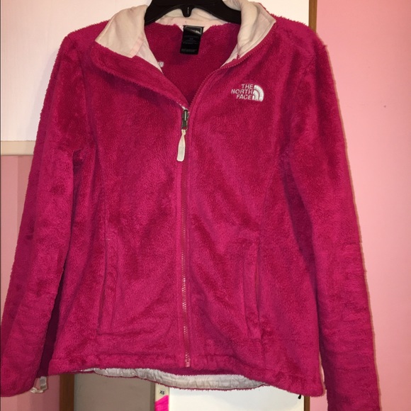 fuzzy pink north face jacket