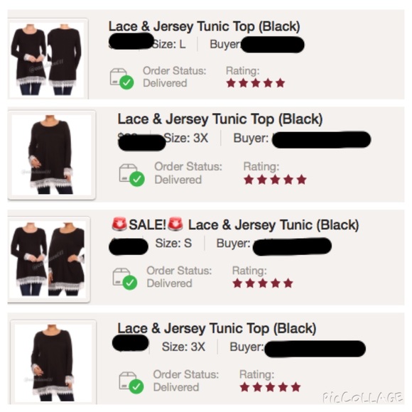 ⭐️5 STAR rated!⭐️Lace & Jersey Tunic (Black) - Picture 4 of 4