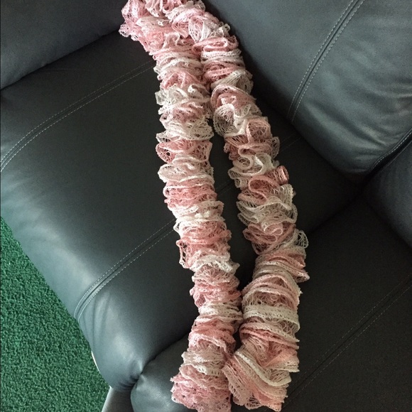 Pink ruffle scarf