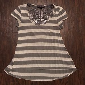 White grey stripped top