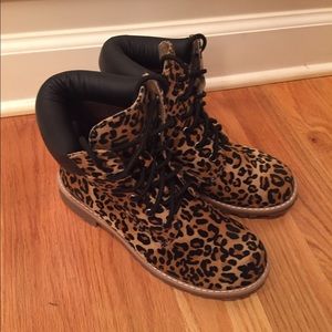 Leopard-print boots (very comfy)