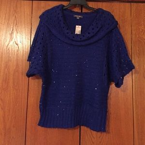 Sparkly royal blue cowl neck sweater nwt