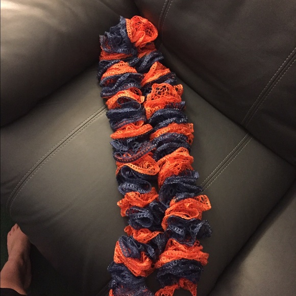 Orange and blue ruffle scarf
