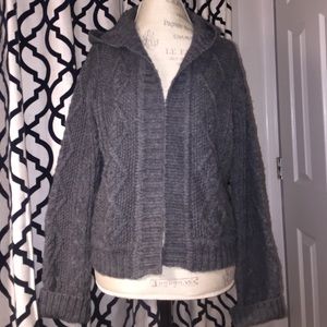 CAbi Dark Grey Hooded Alpaca Sweater