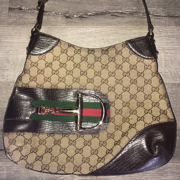 Gucci Hasler Horsebit Canvas Medium Shoulder Bag - Picture 2 of 3