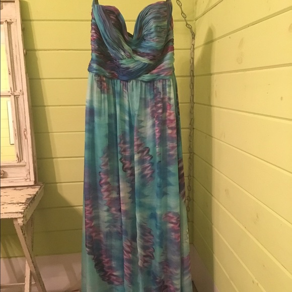 Strapless Purple and Blue Prom Dress