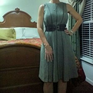 Lauren Black & Cream Tweed Fit & Flare Dress