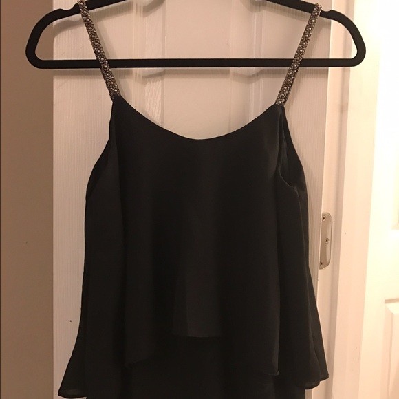 Beaded Black Flowing Cami
