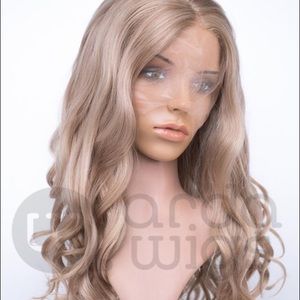 Lace Front 28" Curly Dark Ash Blonde wig
