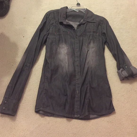 Grey button down jean shirt
