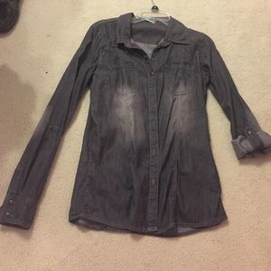 Grey button down jean shirt