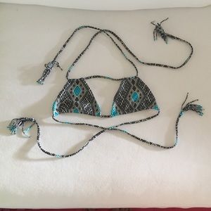 Acacia Thai print bikini top, size small