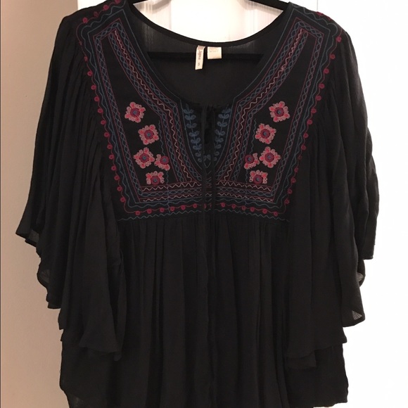 Black Boho Flowing Top