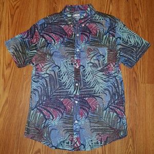 Short Sleeve tropical button up pocket t-shirt
