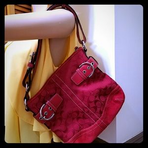 Authentic Coach Signature Cross body Red Bag with