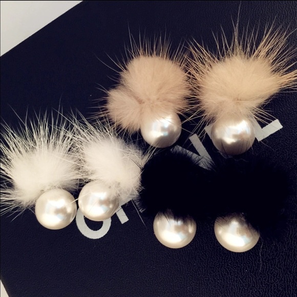 Fur ball earrings