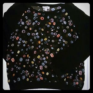 Olsenboye Long Sleeve Sheer Skulls/Gems