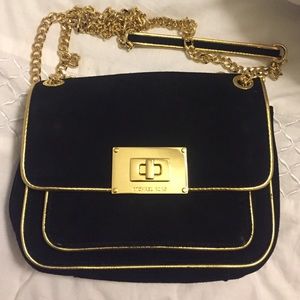Authentic Michael Kors Velvet and Gold Black Purse