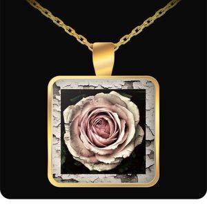 Graphic Grunge Rose Pendant