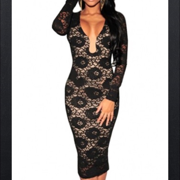Sexy lace midi dress