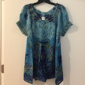 Flowy peasant top with sequins