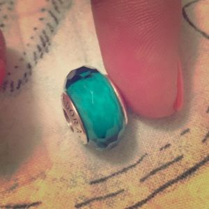 Teal crystal Pandora charm