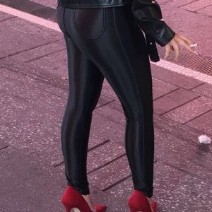 Leather high waisted pants