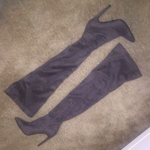 Jeffery Campbell Gray Suede Over the knee Boots