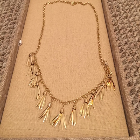 Long gold fringe necklace