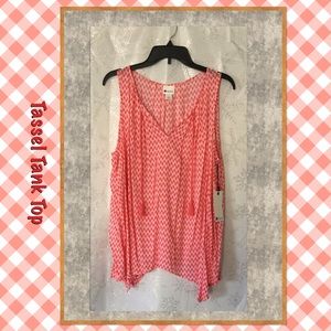 Stylus Tops - Pleated Tassel Tank Top Stylus Tops - Pleated Tassel Tank Top