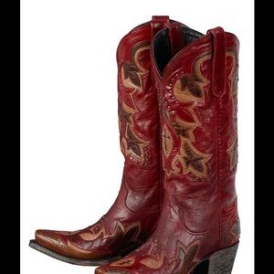 Dark red Stella leather cowboy boots