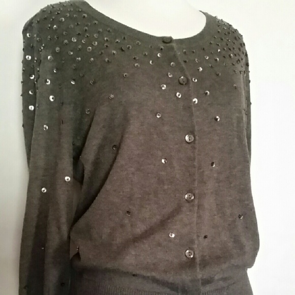 Halogen Sequins And Beading Button Down Cardigan - image 2
