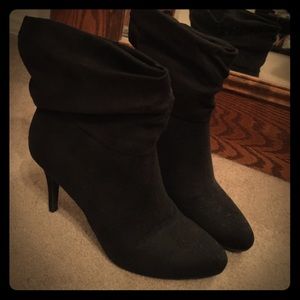Black suede booties