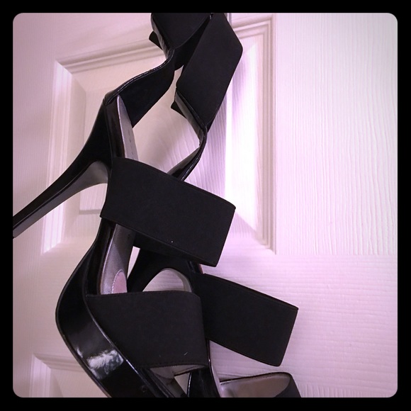 Ankle wrap black shoes.