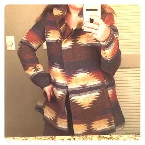 Geometric hooded coat