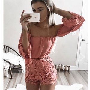 Crochet overlay romper - Rose BRAND NEW