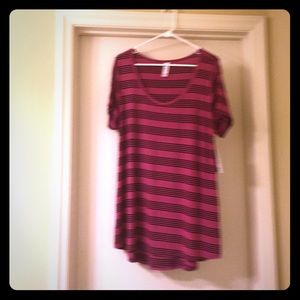 NWT LuLaRoe Classic Tee Pink with Black Stripes